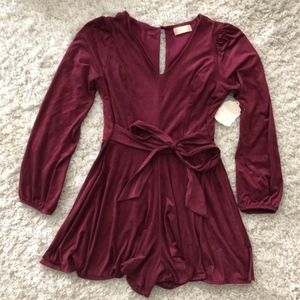 Maroon Long Sleeve Romper